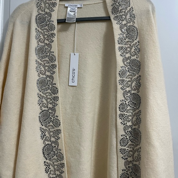 Chico's Ivory Sweater with Black Embellishments - Picture 6 of 6